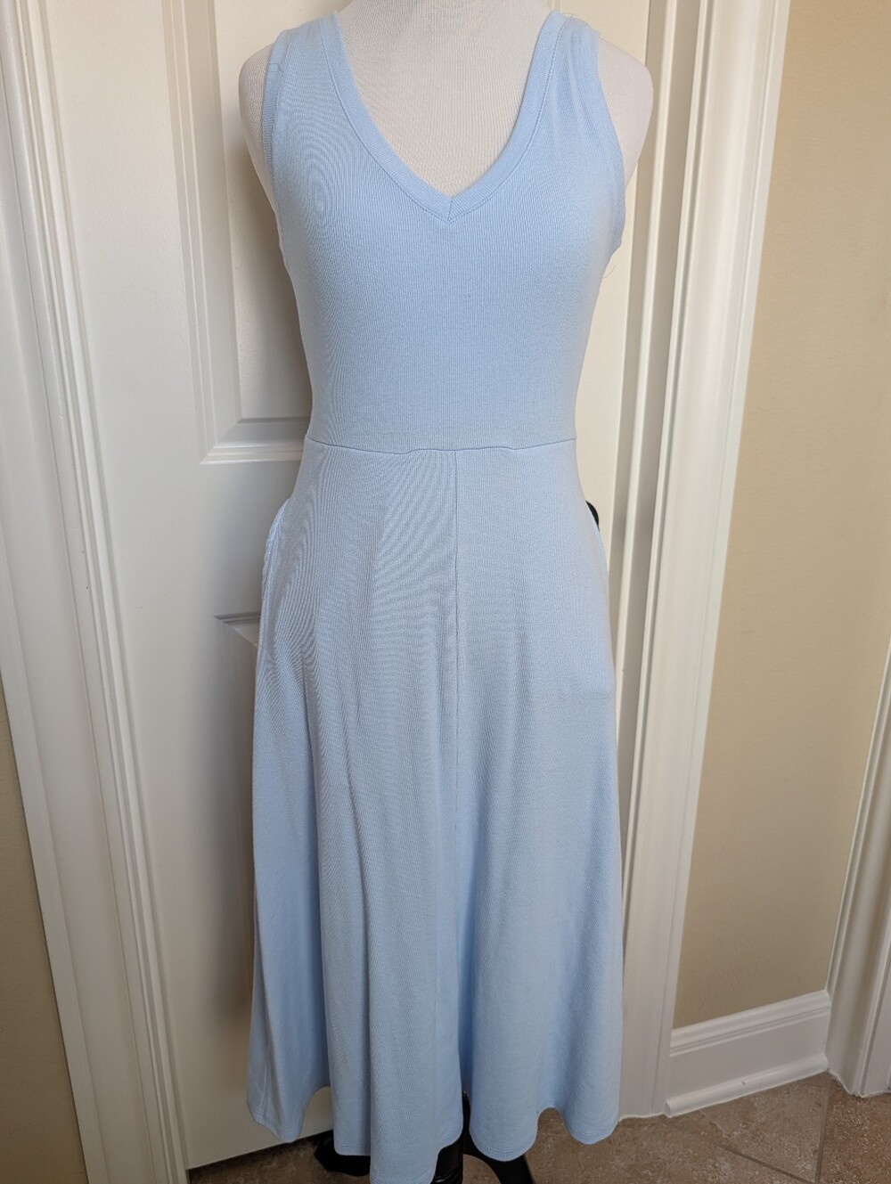 a new day Light Blue V-Neck Sleeveless Midi Dress